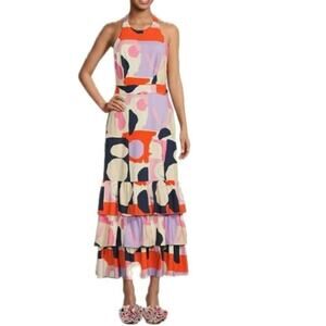 Venita Aspen x Gianni Bini Abstract Whimsical Tiered Halter Maxi Dress NWT Sz 10